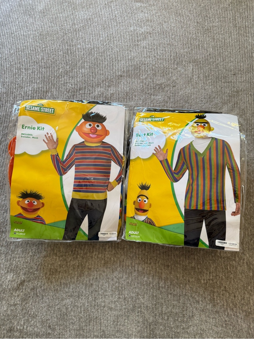Sesame Street Bert & Ernie Adult Halloween Costume Kits – Set Of 2